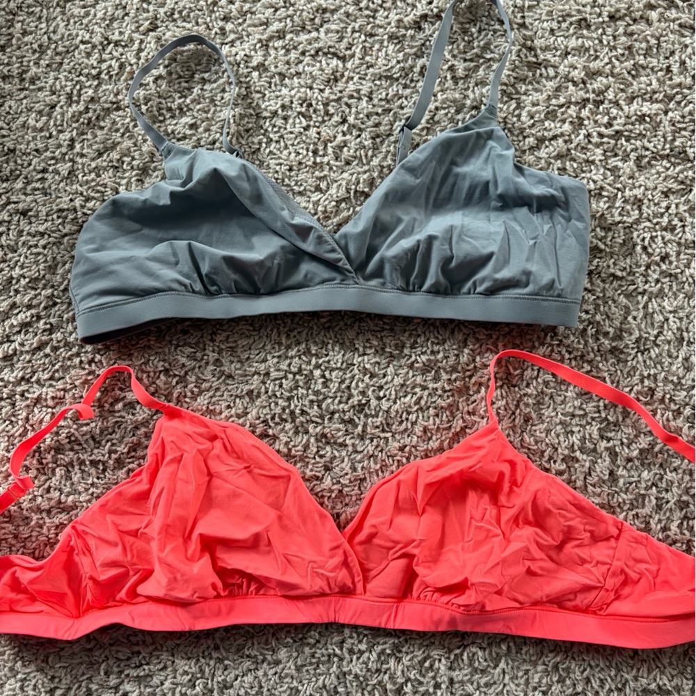 Fluorescent orange and Gray Skims bras XL NEW
